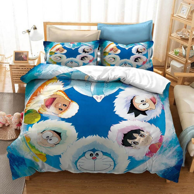 Cartoon Doraemon Cosplay Bedding Set Quilt Covers Room Decoration