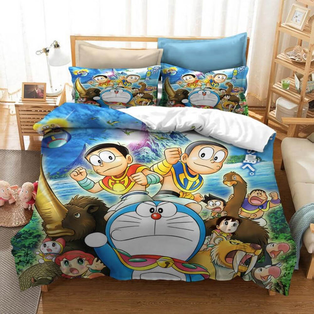 Cartoon Doraemon Cosplay Bedding Set Quilt Covers Room Decoration