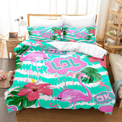 Cartoon Flamingo Bedding Set Quilt Covers Without Filler