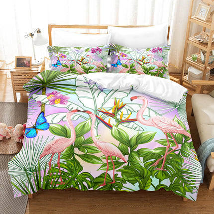 Cartoon Flamingo Bedding Set Quilt Covers Without Filler
