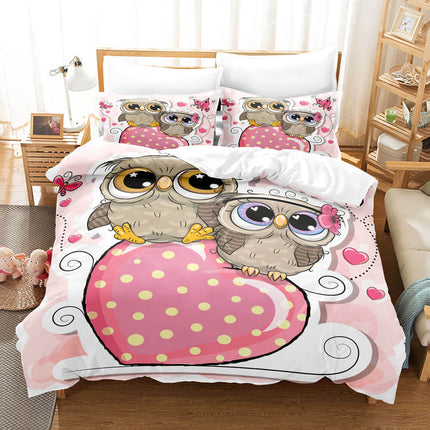 Cartoon Hand Painted Owl Bedding Sets Quilt Cover Without Filler