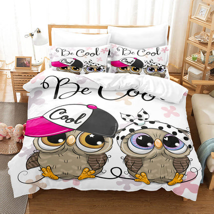 Cartoon Hand Painted Owl Bedding Sets Quilt Cover Without Filler