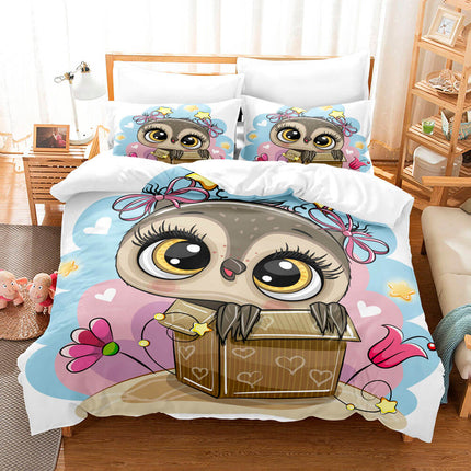 Cartoon Hand Painted Owl Bedding Sets Quilt Cover Without Filler