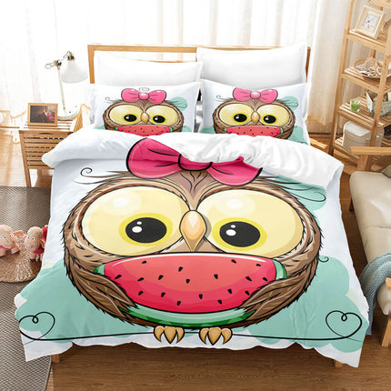 Cartoon Hand Painted Owl Bedding Sets Quilt Cover Without Filler