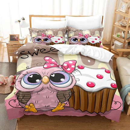 Cartoon Hand Painted Owl Bedding Sets Quilt Cover Without Filler