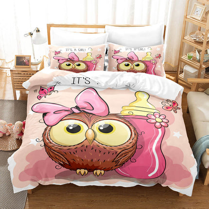Cartoon Hand Painted Owl Bedding Sets Quilt Cover Without Filler