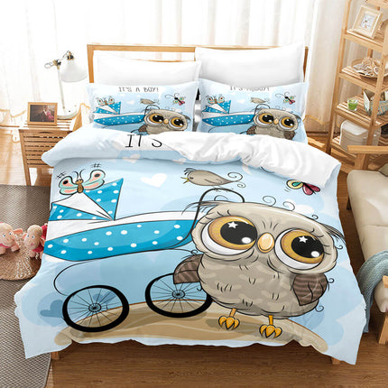 Cartoon Hand Painted Owl Bedding Sets Quilt Cover Without Filler