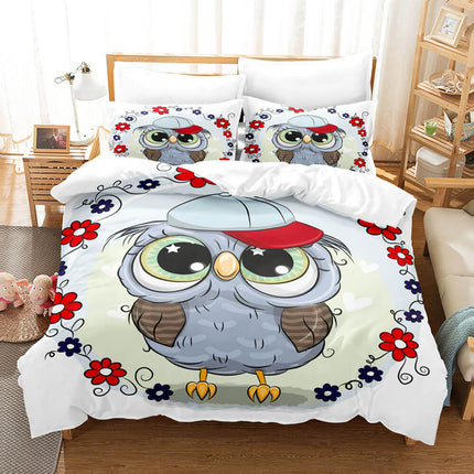 Cartoon Hand Painted Owl Bedding Sets Quilt Cover Without Filler