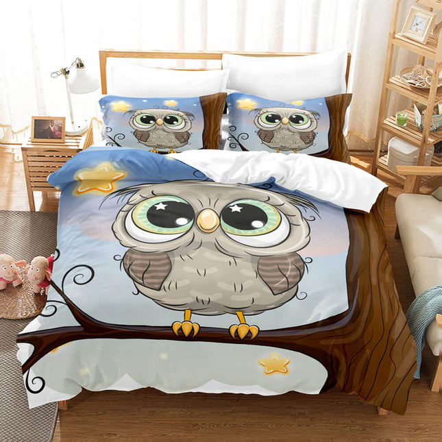 Cartoon Owl Bedding Sets Kids Birthday Quilt Cover Without Filler