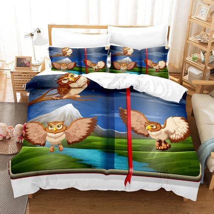 Cartoon Owl Bedding Sets Kids Birthday Quilt Cover Without Filler