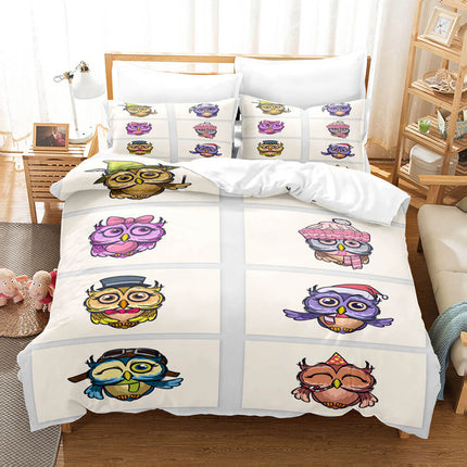 Cartoon Owl Bedding Sets Kids Birthday Quilt Cover Without Filler