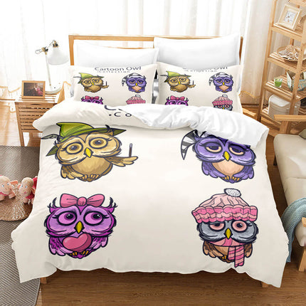 Cartoon Owl Bedding Sets Kids Birthday Quilt Cover Without Filler