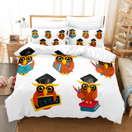 Cartoon Owl Bedding Sets Kids Birthday Quilt Cover Without Filler