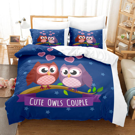 Cartoon Owl Girls Birthday Bedding Sets Quilt Cover Without Filler