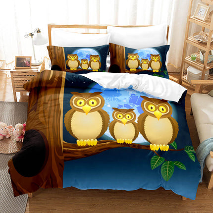 Cartoon Owl Girls Birthday Bedding Sets Quilt Cover Without Filler