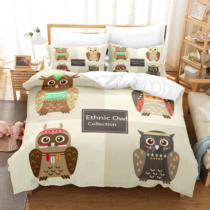 Cartoon Owl Girls Birthday Bedding Sets Quilt Cover Without Filler