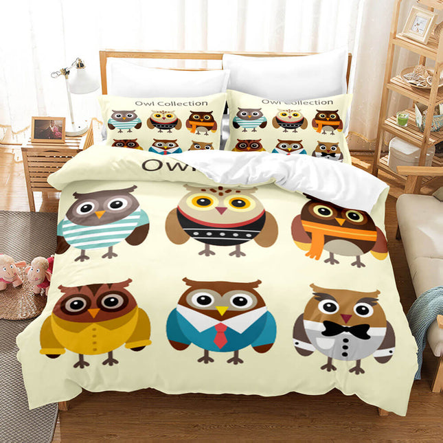 Cartoon Owl Girls Birthday Bedding Sets Quilt Cover Without Filler