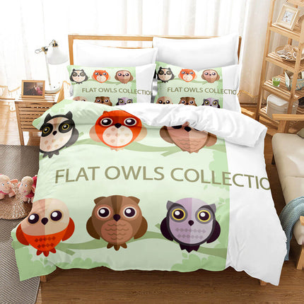 Cartoon Owl Girls Birthday Bedding Sets Quilt Cover Without Filler