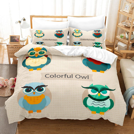 Cartoon Owl Girls Birthday Bedding Sets Quilt Cover Without Filler
