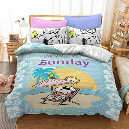 Snoopy Pattern Bedding Set Quilt Duvet Cover Without Filler