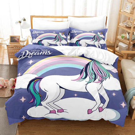Cartoon Unicorn Bedding Set Quilt Covers Room Decoration