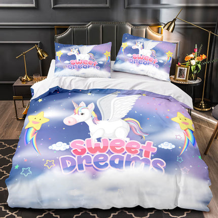 Cartoon Unicorn Bedding Set Quilt Duvet Cover Bedding Sets Kids Gift