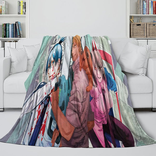 Chainsaw Man Blanket Flannel Fleece Throw Room Decoration
