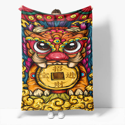 Chinese National Tide Elements Flannel Fleece Throw Blanket