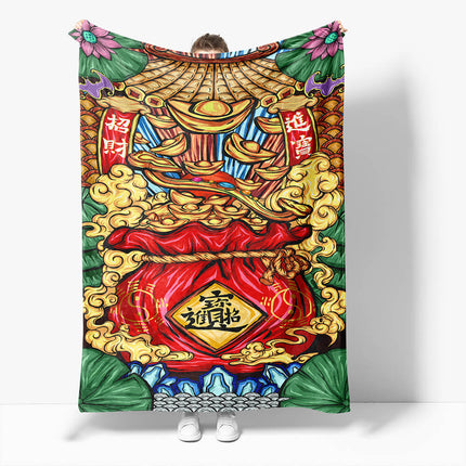 Chinese National Tide Elements Flannel Fleece Throw Blanket