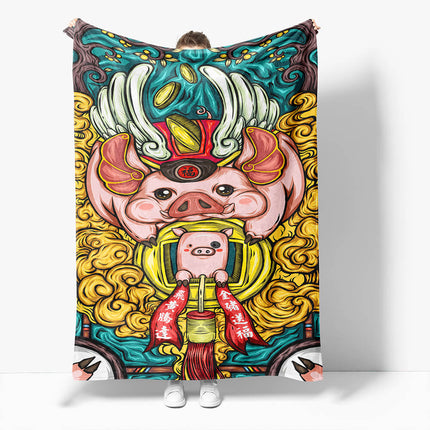 Chinese National Tide Elements Flannel Fleece Throw Blanket