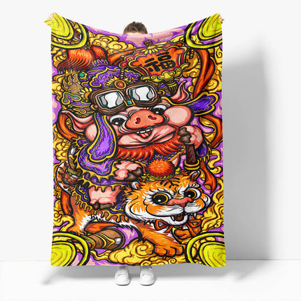 Chinese National Tide Elements Flannel Fleece Throw Blanket