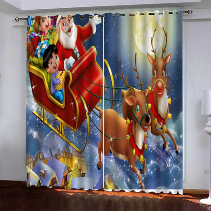Christmas Pattern Curtains Blackout Window Drapes