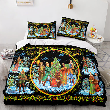 Christmas Script Bedding Sets Full Quilt Covers Without Filler
