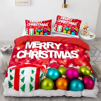 Christmas Script Bedding Sets Full Quilt Covers Without Filler