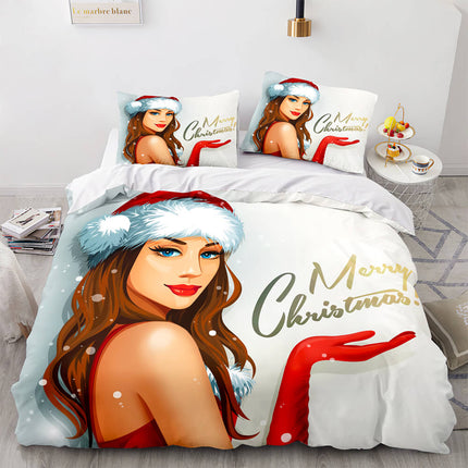 Christmas Script Bedding Sets Full Quilt Covers Without Filler