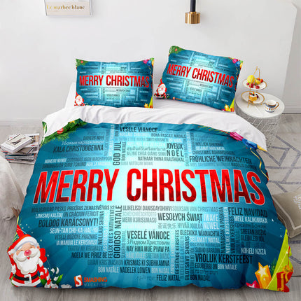 Christmas Script Bedding Sets Full Quilt Covers Without Filler