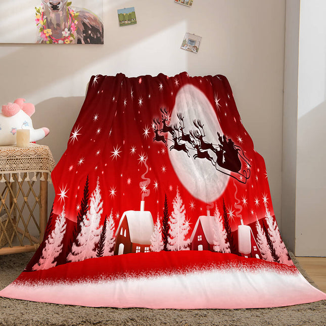 Christmas Theme Flannel Fleece Throw Cosplay Blanket