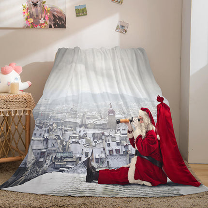 Christmas Theme Flannel Fleece Throw Cosplay Blanket