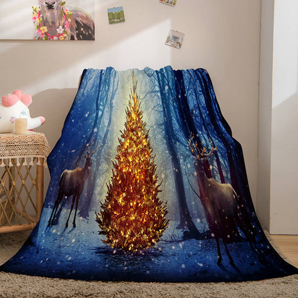 Christmas Theme Flannel Fleece Throw Cosplay Blanket