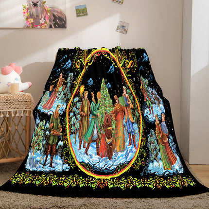 Christmas Theme Flannel Fleece Throw Cosplay Blanket