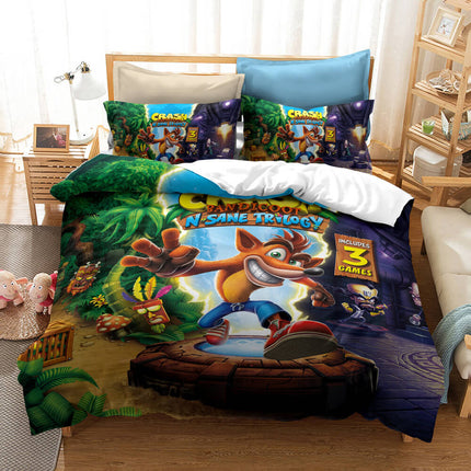 Crash Bandicoot Cosplay Bedding Set Quilt Cover Without Filler