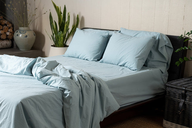 Crinkle Percale Organic Cotton Duvet Cover Set + Shams Nest Bedding® 