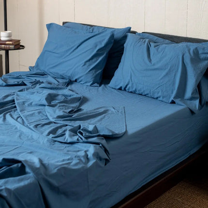 Crinkle Percale Organic Cotton Sheet Set + Pillowcases Nest Bedding® 