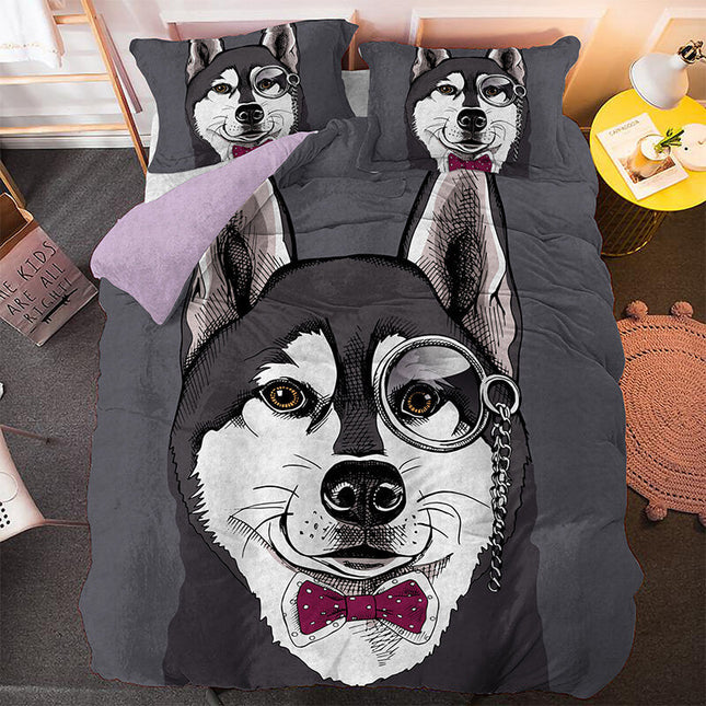 Cute Dog Cartoon Pug Bedding Set Quilt Covers Room Decoration
