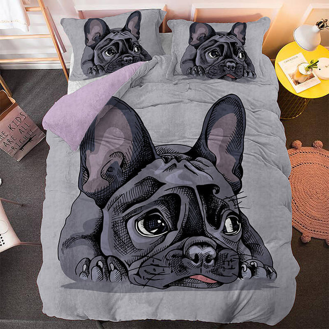 Cute Dog Cartoon Pug Bedding Set Quilt Covers Room Decoration