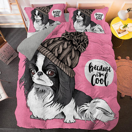 Cute Dog Cartoon Pug Bedding Set Quilt Covers Room Decoration