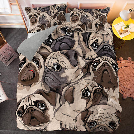 Cute Dog Cartoon Pug Bedding Set Quilt Covers Room Decoration