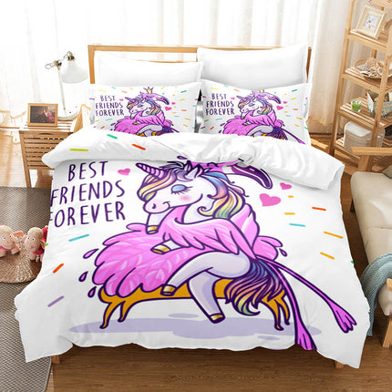Cute Kids Girls Unicorn Bedding Set Quilt Covers Without Filler