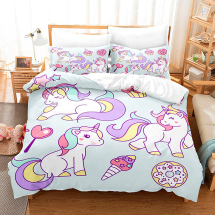 Cute Kids Girls Unicorn Bedding Set Quilt Covers Without Filler