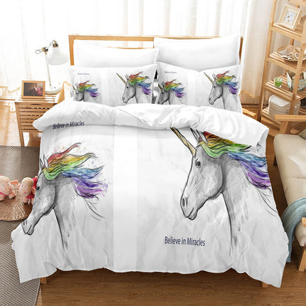 Cute Kids Girls Unicorn Bedding Set Quilt Covers Without Filler